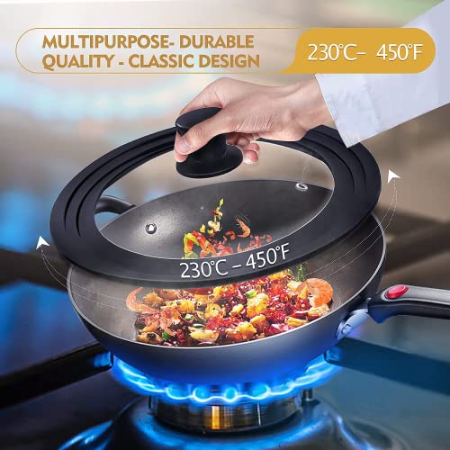 Ydeapi Universal Lids for Pots, Pans & Skillets - Fits 7", 8" & 9" Diameter, 10", 11" & 12" Diameter Cookware, Tempered Glass with High Heat Resistant Silicone Rim (2PK) by Ydeapi - Image 5