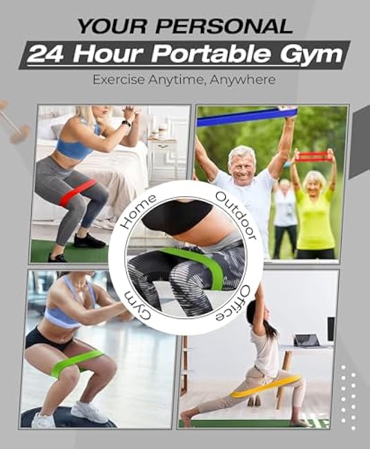 Mini Loop Resistance Bands for Exercise - Set of 5 Elastic Bands for Exercise, Strength Training & Rehab - 5 Resistance Levels. Portable & Durable Resistance Bands for Home, Gym & Outdoors