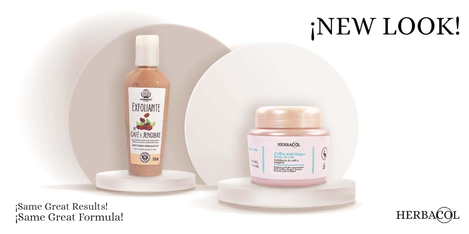 Herbacol Coffee and Ginger Body Scrub | Anti-Cellulite | Herbacol Exfoliante Café y Gengibre | 17 Fl Oz.