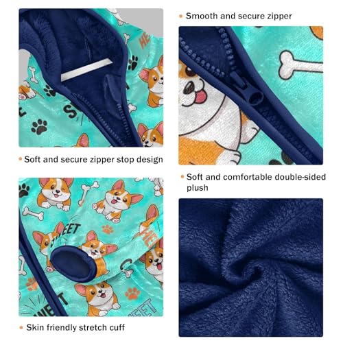 CHIFIGNO Cute Cartoon Dogs Kids Hooded Jacket, Warm Light Fleece Outerwear Jackets 3T3