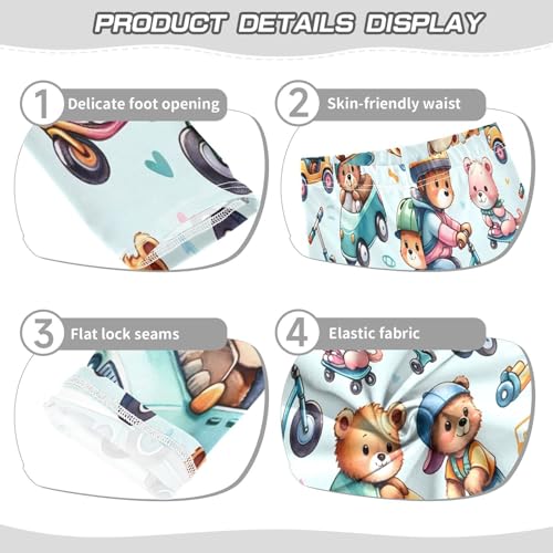 Bolaz Toddler Girls Leggings Printed Yoga Pants Leggings Cartoon Transportation Bear for Kids3