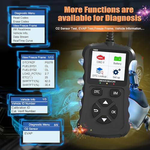OBD2 Scanner Code Reader，OBD2 Car Code Reader V600 Check Engine Light Fault Code Reader Scanner CAN Automotive Diagnostic Tool for OBDII Cars Since 1996 - Thumbnail 6