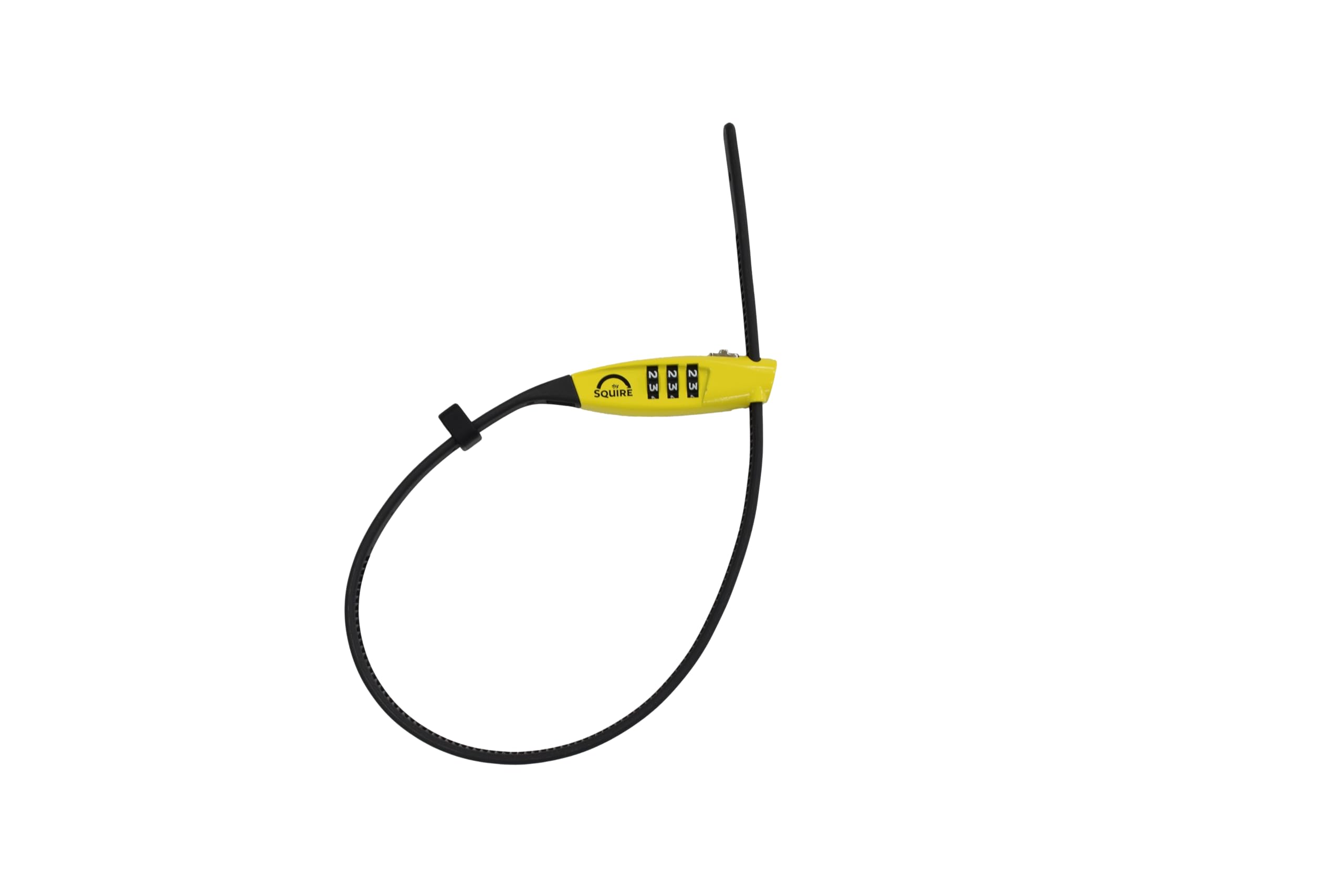 Squire Bike Locks STRAPLOK™ Combi 10 - Ultra-Lightweight Multi-Functional Zip-Tie Style Café Bike Lock with 10mm Stainless Steel Core, 450mm Length, 3-Wheel Recodable Combination - Yellow