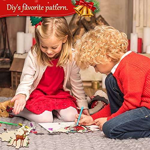 Large Size 7" Wooden Christmas Ornaments To Paint, Diy Blank Unfinished Wood Ornament For Crafts Hanging Decorations (Beige Christmas Tree) #TOP4