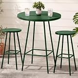 Best Choice Products 3-Piece Patio Dining Set, Bar Height, Outdoor Bistro Set, Outdoor Round Bar Table w/ 2 Bar Stools, Steel - Dark Green
