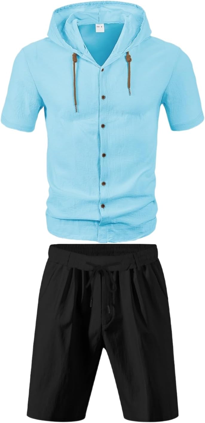 Men's Casual Track Suits 2 Piece Sets Summer Beach Vacation Short Sleeve T-Shirt and Shorts