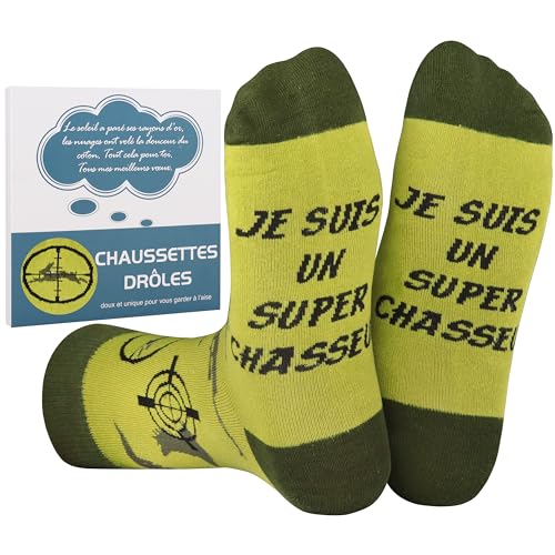 Merclix Chaussette Chasse Homme 43-46 Idee Cadeau Chasseur Homme Original Humour Cadeau Accessoire Chasse