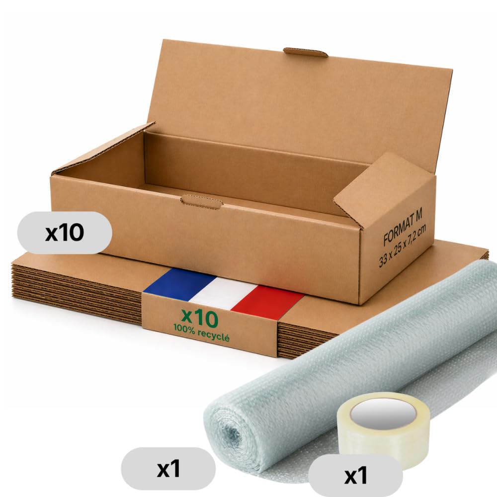 Life Pack Boite carton emballage colis M Lot de 10 33 x 25 x 7 cm Renforcé