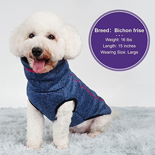 Cyeollo Dog Sweater Fleece Jacket High Collar Warm Doggie Turtleneck Lightweight Cozy Jackets Pullover Winter Dog Clothes Pet Vest With Leash Hole For Small Dogs, Navy Small #TOP4