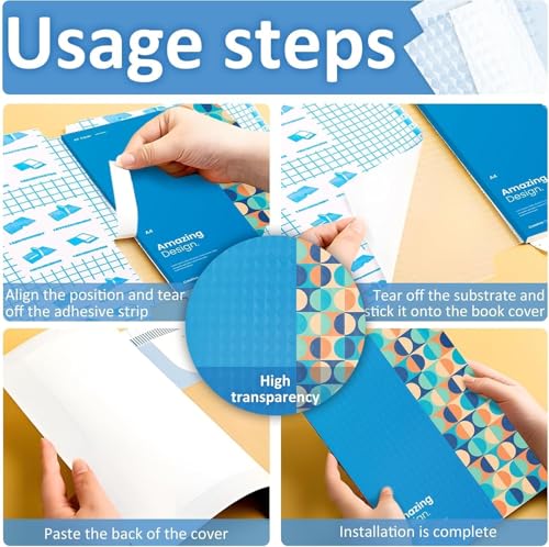 Image of 90 Pcs Transparent Book Cover Sheets, Self-Adhesive Waterproof Covers for School Books & Office Documents | Diamond Pattern, Polypropylene (PP) 3 Sizes (34x25, 43x30 & 47x34 cm)