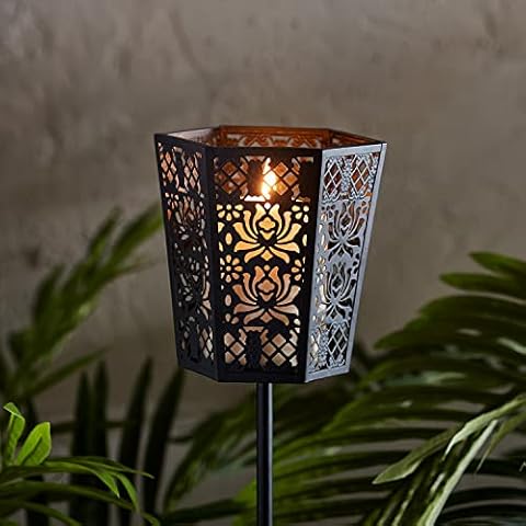 Lights4fun Metall Stableuchte mit LED TruGlow® Kerze Timer Batteriebetrieb Außen Garten Deko Balkon Cover