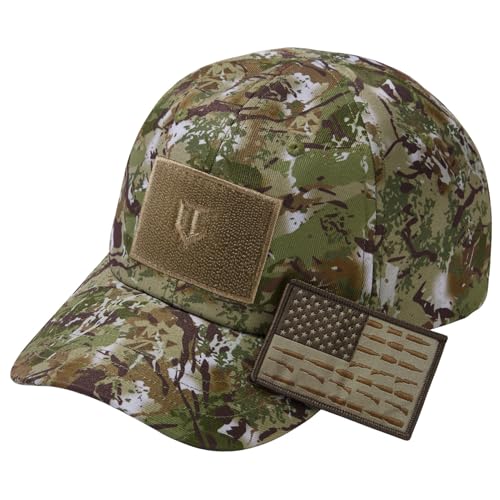 Image of Tactical Hat with Flag Patch Camo Military Army Hats Adjustable Trucker Baseball Cap Soft Top for Shooting
