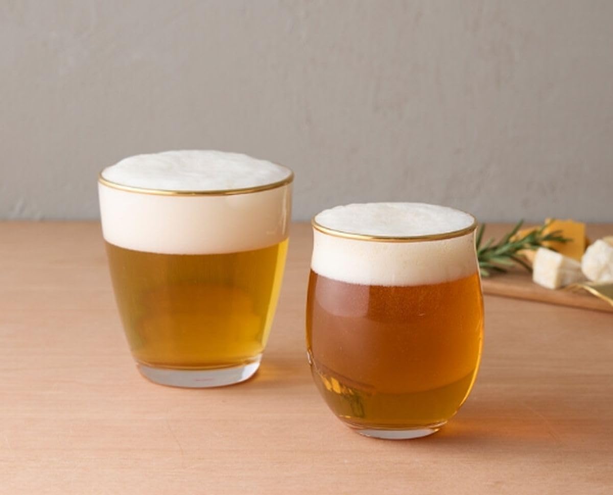 J-kitchens Pair Beer Glass Mini Glass 12.2 fl oz (360 ml), 9.8 fl oz (280 ml), Made in Japan