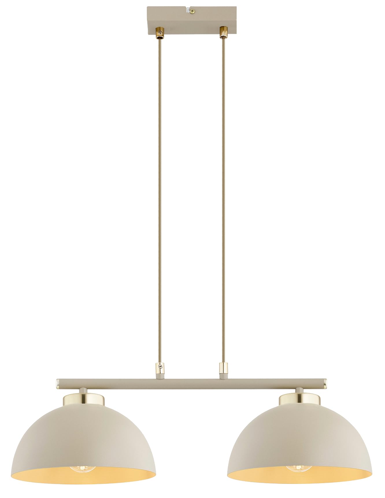 KAR LIGHTING Pendellampe 2-flammig Beige – Moon Ecru Kaschmir Leuchte aus Metall – E27 Lampen für Küche oder Essbereich – LED geeignet