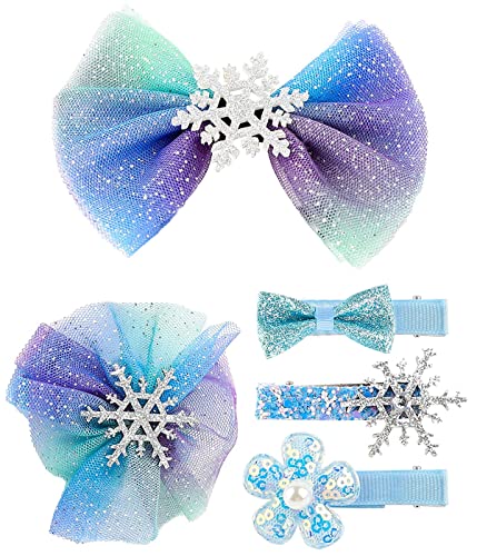 Frozen Cheveux Bebe Fille, 5 pièces Épingle à Cheveux Enfant, Frozen Reine des neiges Cheveux Clips, Accessoires Cheveux Fille pour Mariage fête Demoiselle d'honneur Princesse Enfants