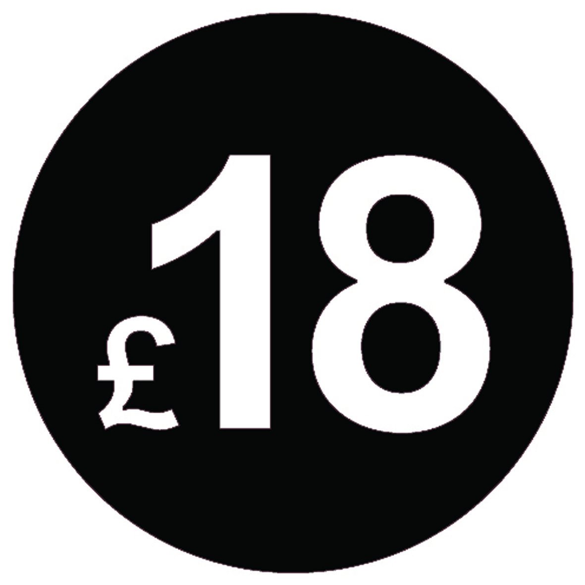 £ Black Price Stickers - 20mm, £18, 5000 — image 1
