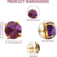 Vista 73 de Gempires Natural Raw Prong Setting Stud Earrings, 8-10 mm Crystals Earring, Handmade Jewelry, Gift for Her