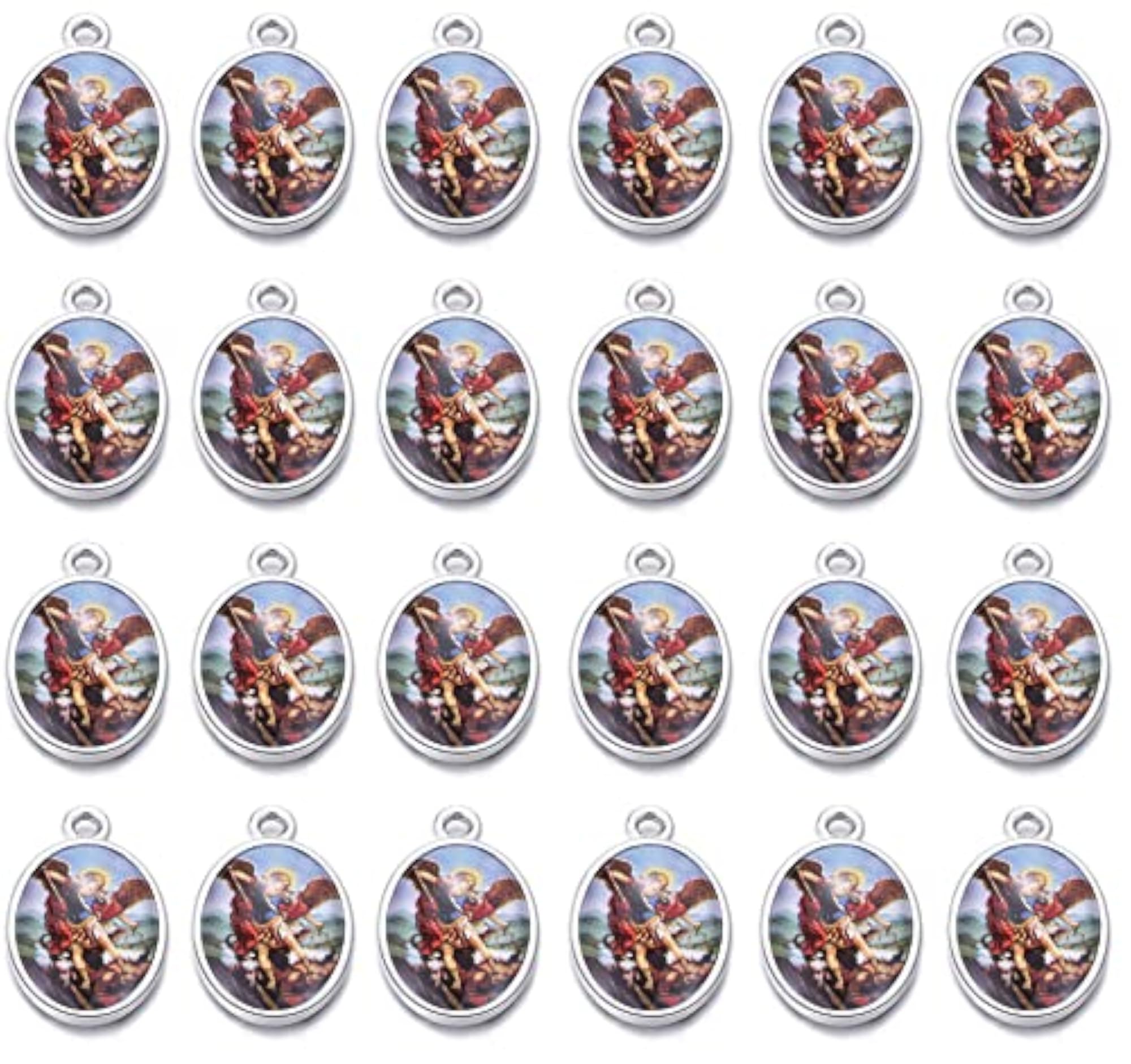 80pcs Archangel St Saint Michael Medals Charms for Crafting