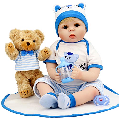 Aori Lifelike Reborn Baby Dolls Boy 22 Inch Weighted Newborn Baby Dolls With Bear Toy Set For Children #TOP2
