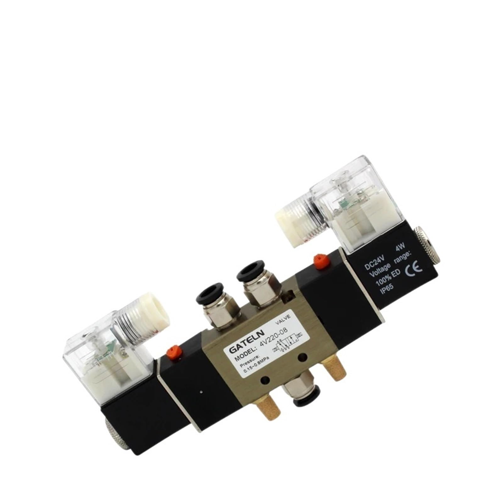 Électrovanne pneumatique 4V220-08 DC 12V 5 voies 2 positions avec raccords 6mm