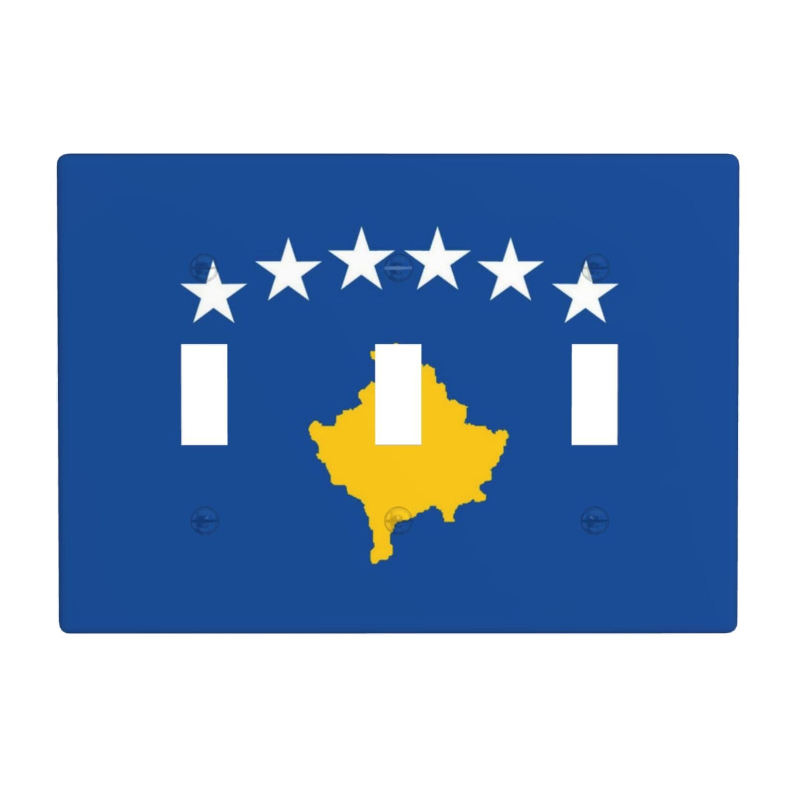Flag of Kosovo 3 Gang Switch Plate Cover-Unbreakable Polycarbonate Wall Plate, Heat Resistant Toggle Switch Decor for Home