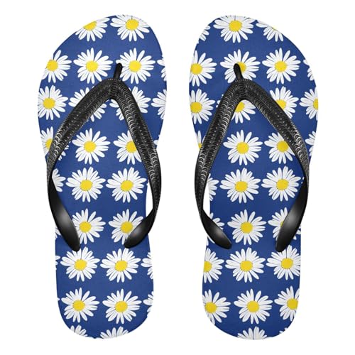 Flower Blue Flip Flops for Beach Thong Sandals Anti-slip Lightweight Shower Shoes for Summer Outdoor Travel