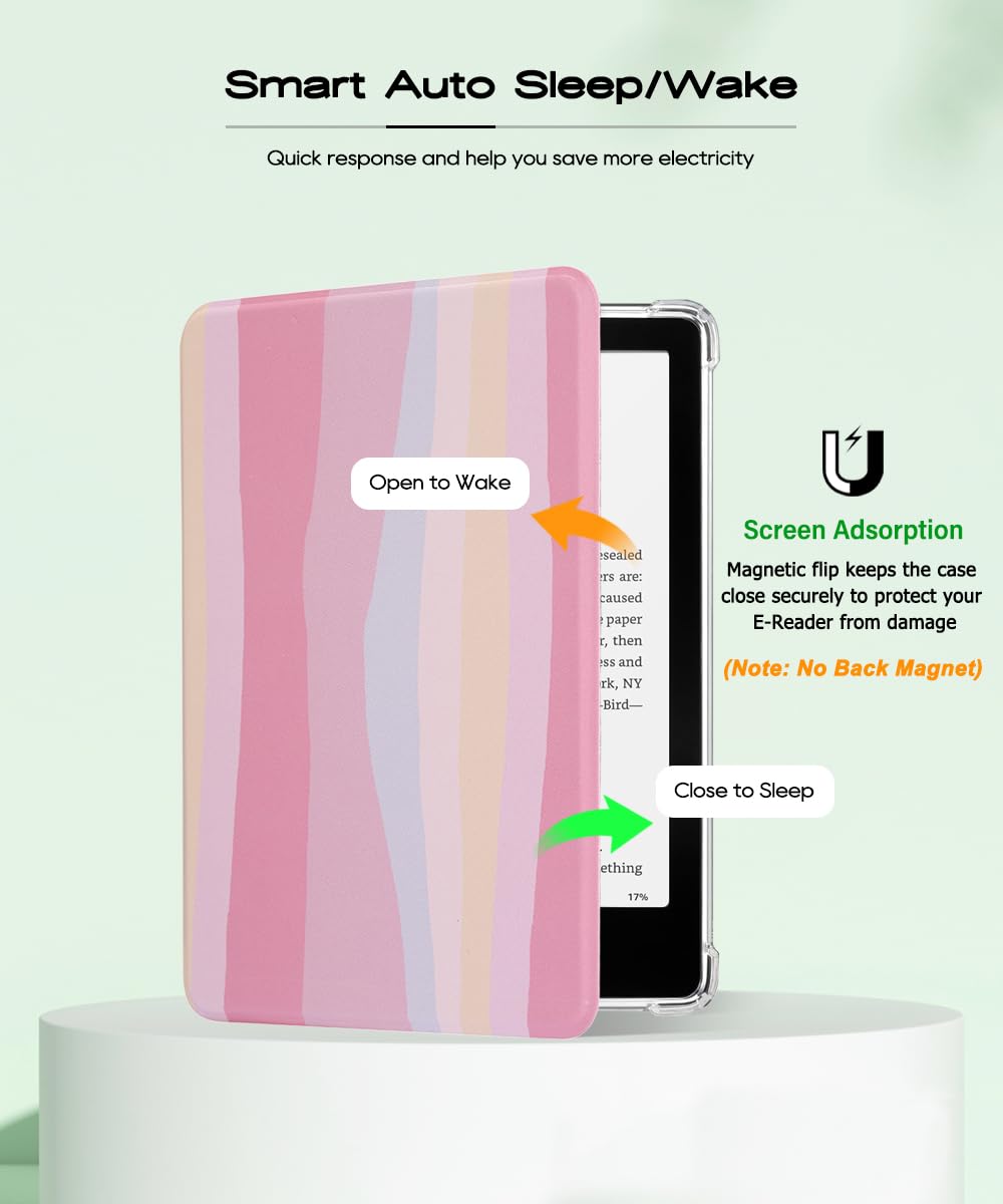 Schutzhülle für Kindle Paperwhite 12. Generation und Kindle Colorsoft Signature Edition 2024 (17,8 cm) – leichte, strapazierfähige PU-Lederhülle und transparente weiche TPU-Rückseite mit