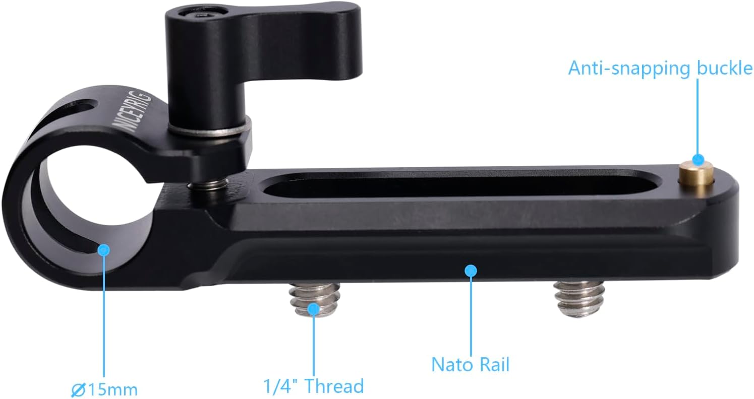 NICEYRIG 15mm Single Rod Holder to Quick Release NATO Rail, Applicable for EVF Mount, DSLR Cage Rig, Tablet Video Rig - 597 - Image 4