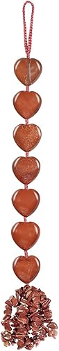 Adorno colgante de piedra de cristal de corazón para ventana, automóvil, puerta, pared, decoración del hogar, herramienta de meditación Reiki, jaspe