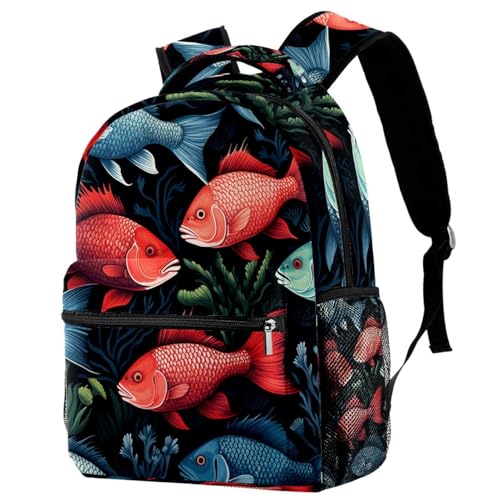 Sac à dos de voyage Campus avec motif poisson K multicolore et porte-bouteille intégré