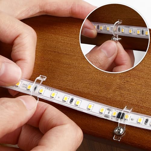 Image of LED Strip Lights Clips Light Mounting Clips One Side LED Light Clips,100 Screws Included, Ideal for 10 mm Wide Waterproof LED Strip Lights (200)