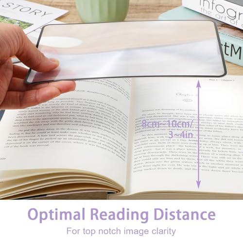 4 Stück 3X Vollseiten Lese Lupe Lupen Lesehilfe Vergröserung Große und Leichte rechteckige Leselupen Kunststff Leichte Klarheit Lupe für Senioren und Low Vision Büchern Zeitungen Kleingedruckten