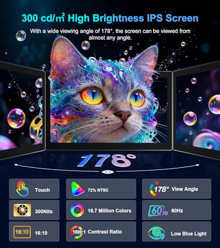 Image of 10.1 Inch Touchscreen Monitor Compatible with Raspberry Pi, Built-in Enclosure, 1920x1200 IPS Portable HDMI Touch Screen Display for Raspberry Pi 5 /4B /3B+ /3B /B+ Jetson Nano PC Win11 /10 /8 /7