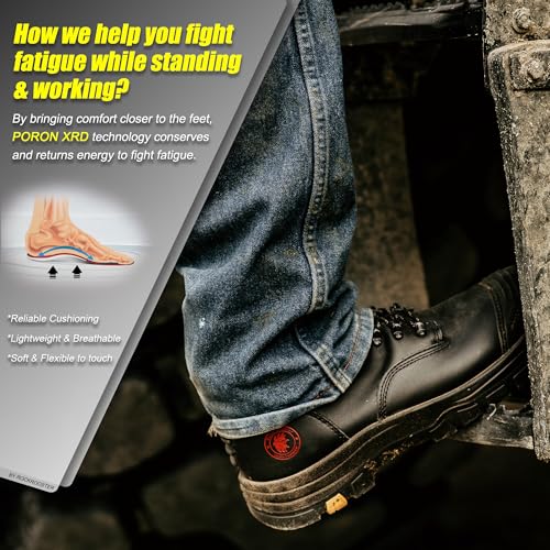 Image of ROCKROOSTER Work Boots for Men,7 inch,Steel Toe,Side Zipper, Oiled Leather Shoes,Static Control,Breathable,Quick Dry(AK232Z-245Z)