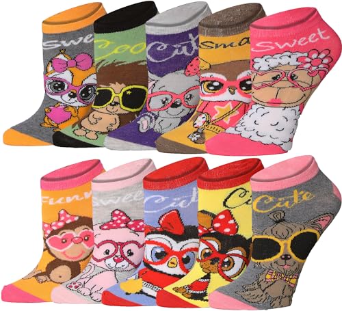 Image of Tipi Toe Women's 10 Pairs Lightweight Colorful Socks - Fun Low Cut Patterns for All-Day Comfort and Easy Everyday Style