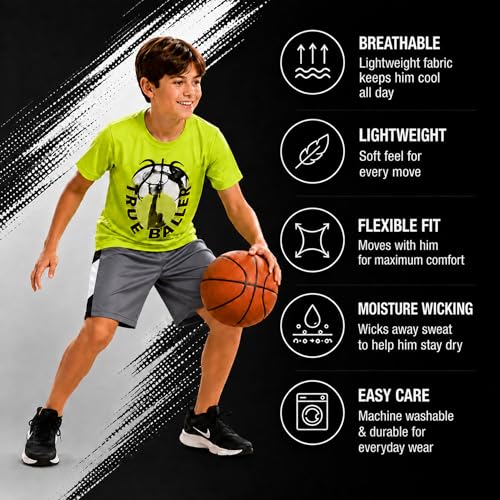 Image of Pro Athlete Active Boys Short Sets - 3 Piece Performance Short Sleeve T-Shirt and Dry Fit Shorts - Boys Athletic Sets (8-16)