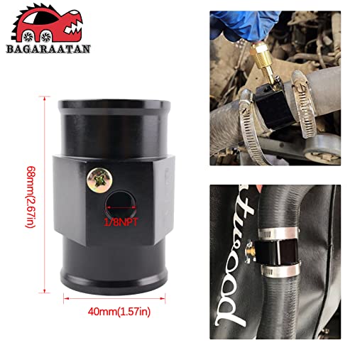 Bagaraatan Aluminum Water Temp Meter Temperature Gauge Joint Pipe Radiator Sensor Adaptor Attachment Hose Clamps （40Mm/1/8''Npt） #TOP1