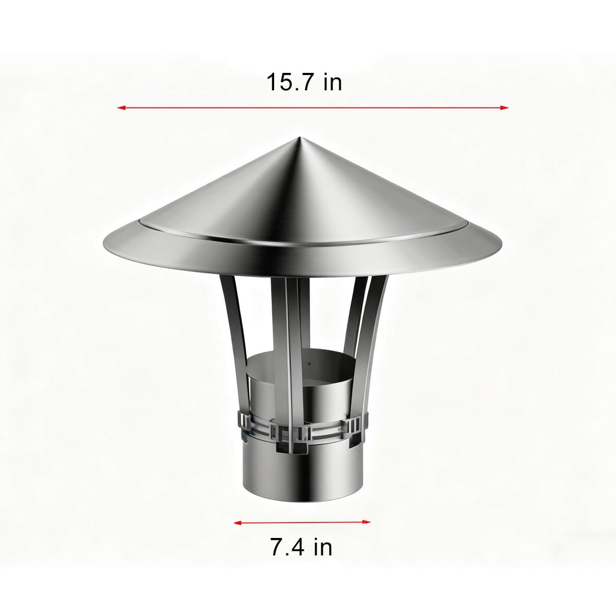 Protector contra la lluvia ajustable con tapa de cono resistente a la intemperie de acero inoxidable 201(7.4 inch)