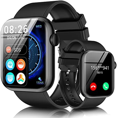 MCOORTHDER Smart Watch Gift for Men(Make/Answer Calls), 1.85″ Touch Screen Smartwatch for Android iOS Phones,Fitness Tracker Watches with Heart Rate Sleep Monitor, Pedometer, 100 Sports Modes (Black)
