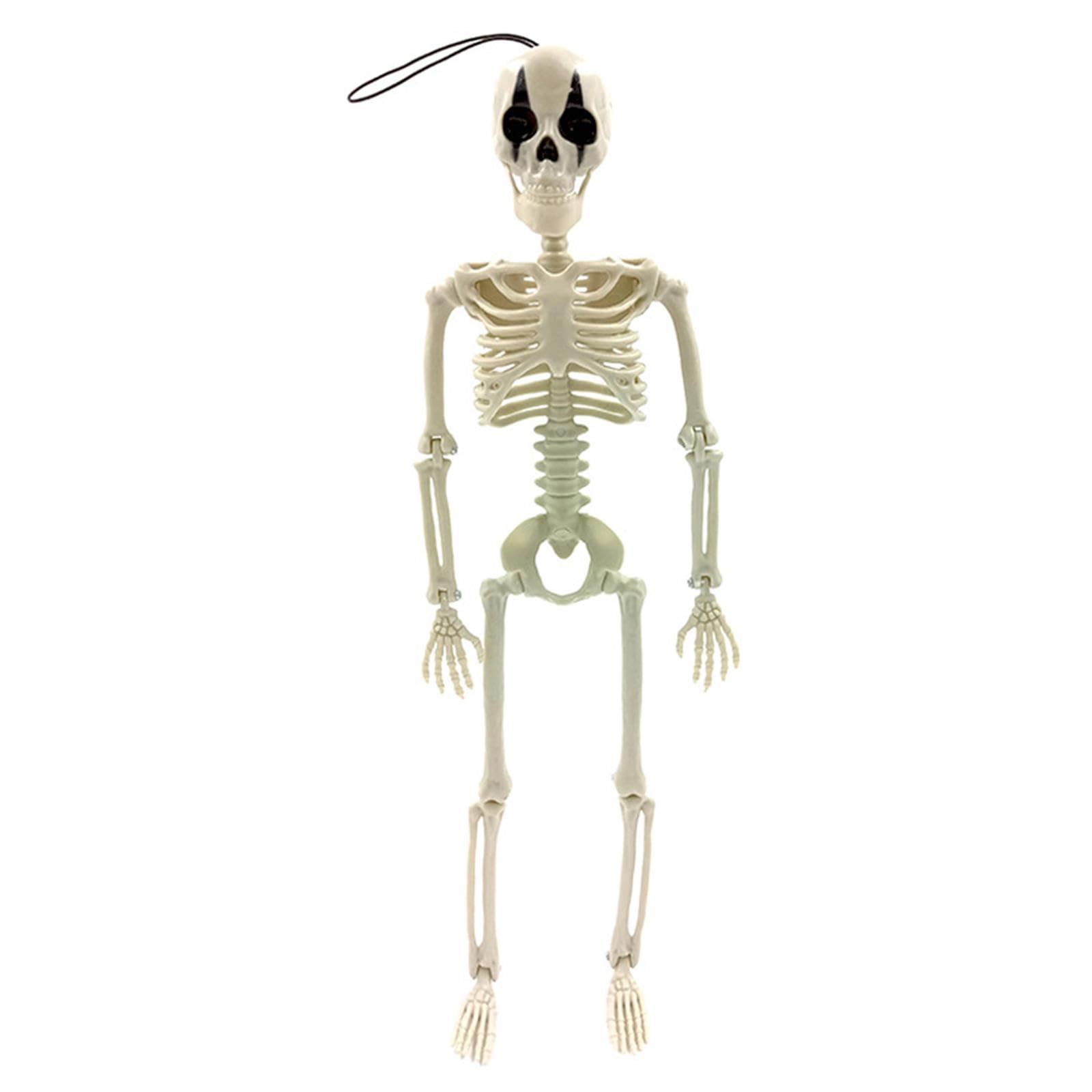 Ruchomy szkielet, wiszący szkielet na Halloween, wiszące ozdoby na imprezę, 40,6 cm, prezent na imprezę, dekoracja, realistyczny szkielet do wejścia, czerwony nos