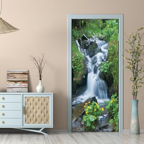 Pegatinas Puerta 3D Caer Pegatinas para Puertas de Paisaje Forestal Vinilo Decorativo Pegatina Pared Mural para Puerta Autoadhesivas Papel Pintado Puerta 80x200 cm A-5335