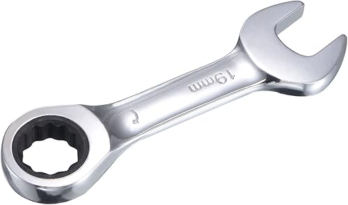 Miniatura 5 de uxcell Llave combinada de trinquete rechoncha de 0.748 in métrica 72 dientes 12 herramientas terminadas en caja de puntos, CR-V