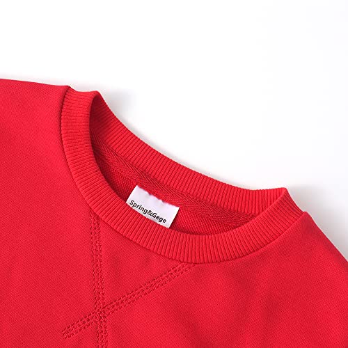 Spring&Gege Youth Basic Sport Crewneck Pullover Sweatshirts For Boys And Girls Size 11-12 Years Red #TOP3