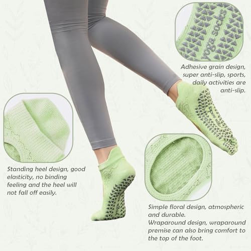 Image of Women's Non-Slip Pilates Yoga Socks, 5-Toe Breathable Cotton Sports Socks, For Pregnant Women, 3 Pairs