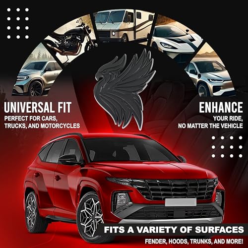Image of Phoenix Emblem 3D Bird Badge, Custom Car Decal Sticker - Durable Exterior Trunk, Hood, Fender for Car, Truck, SUV (Set of 2) (Matte Black)