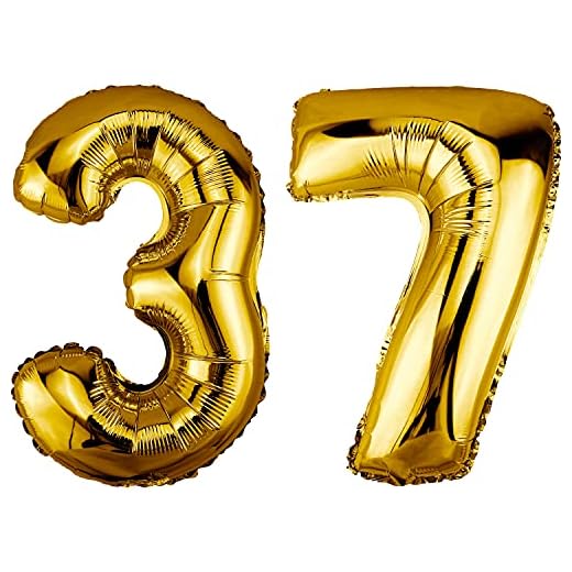 DekoRex Globo dorado 82 cm Globo cumpleaños Fiesta boda (Número 37)