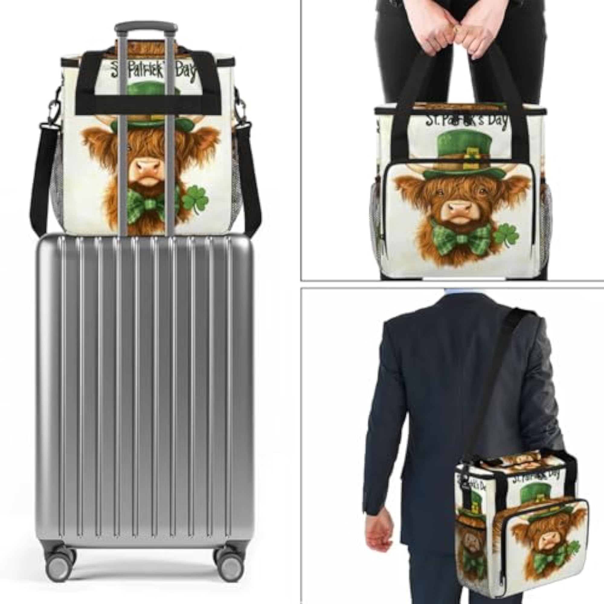 Highland Cow St. Patrick's Day Coffee Maker Carrying Bag, Insulated