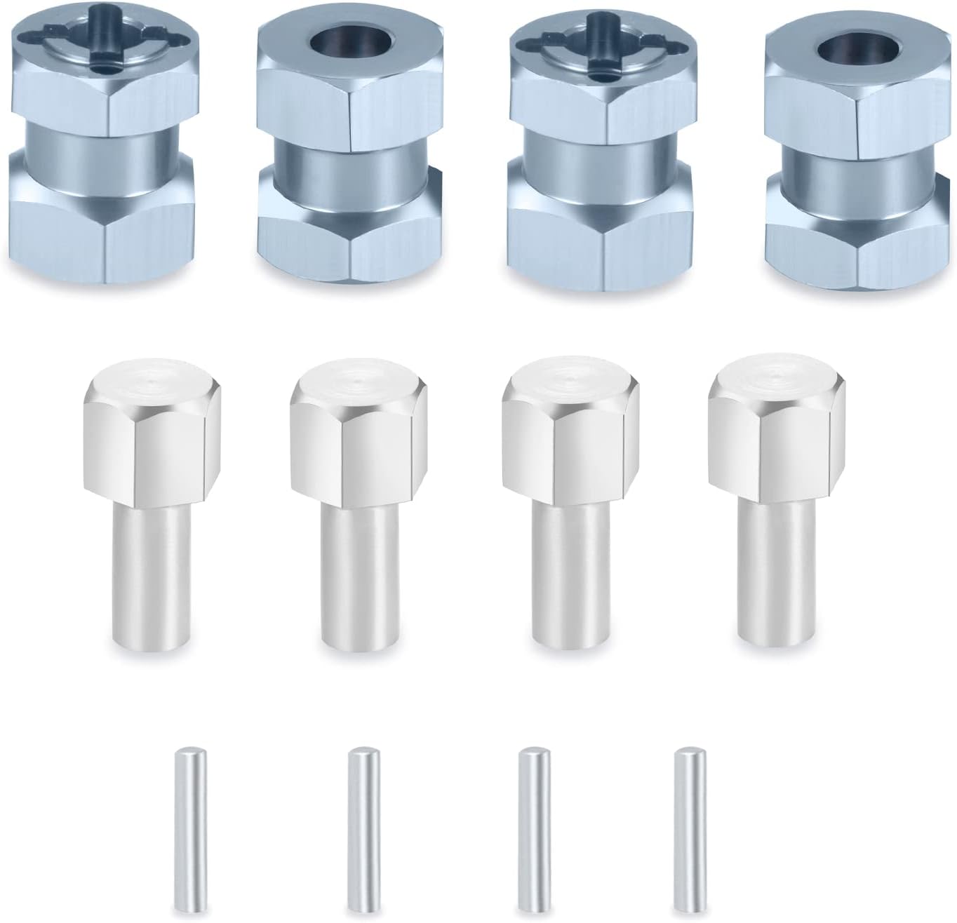 RC 12mm Wheel Hex Drive Hubs Combiner Coupler Aluminum 15mm Offset Extension Drive Adapter for 1/10 Axial SCX10 Wraith RC Crawler Car Upgrade Parts (Titanium)