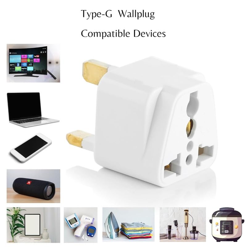 Image of India to UAE, Hong Kong, Dubai, UK Adapter - Type G Plug Adapter Perfect for Laptop, Camera, Chargers - Travel Adapter UK 10-13amp.250V