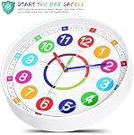 Kids Wall Clock - Non-Ticking, Battery-Operated Time Teaching Clock for Kids, Ideal for Children’s Bedrooms, Playrooms, and Stylish Home Décor - White, 12 Inch